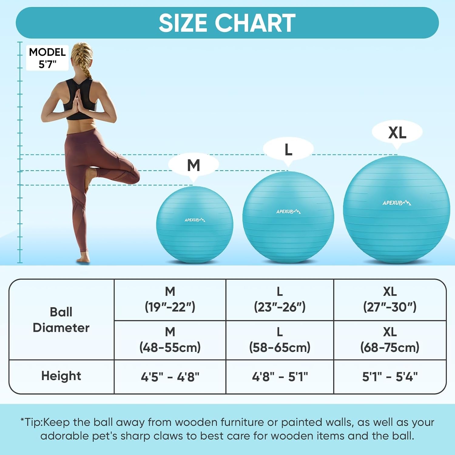 Yoga Ball Exercise Ball, anti Slip Stability Ball Chair, Heavy Duty Large Gym Ball for Fitness, Balance, Core Workout and Physical Therapy