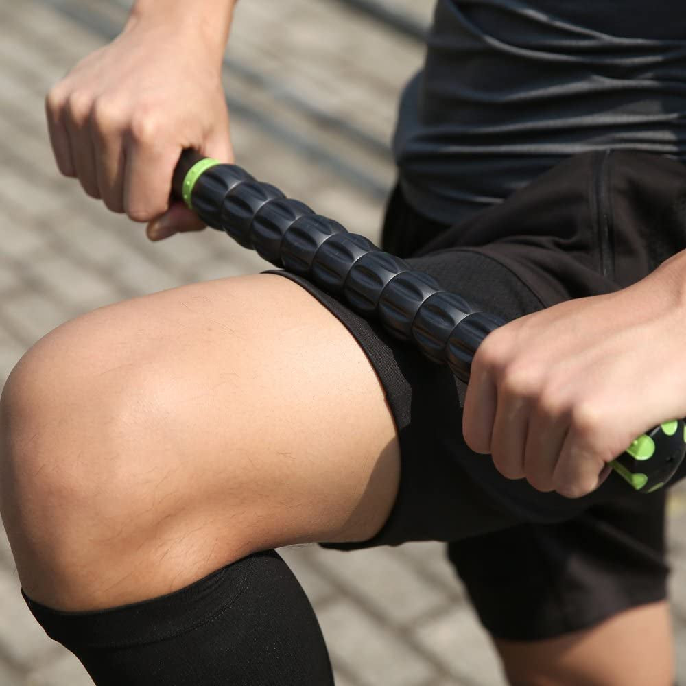 Muscle Roller Stick for Athletes- Body Massage Sticks Tools Massager for Relief Muscle Soreness,Cramping and Tightness,Help Legs and Back Recovery,Black Green