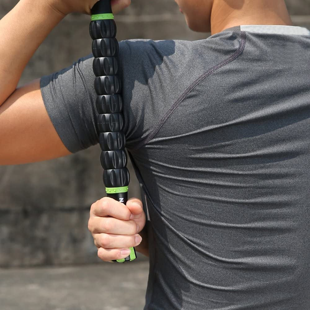 Muscle Roller Stick for Athletes- Body Massage Sticks Tools Massager for Relief Muscle Soreness,Cramping and Tightness,Help Legs and Back Recovery,Black Green