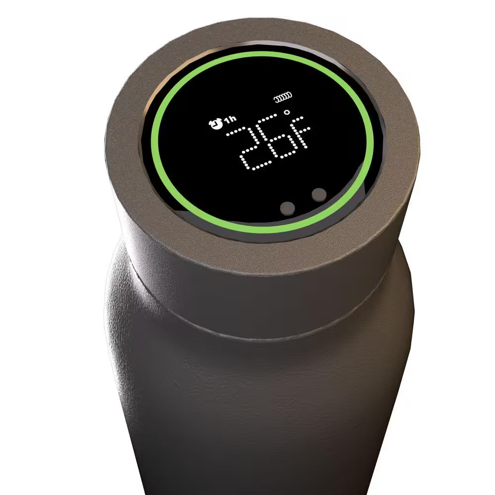 Hydromate 20 Oz. Black Stainless Steel Vacuum Insulated Hydration Water Bottle with Tracking App and Reminder Settings