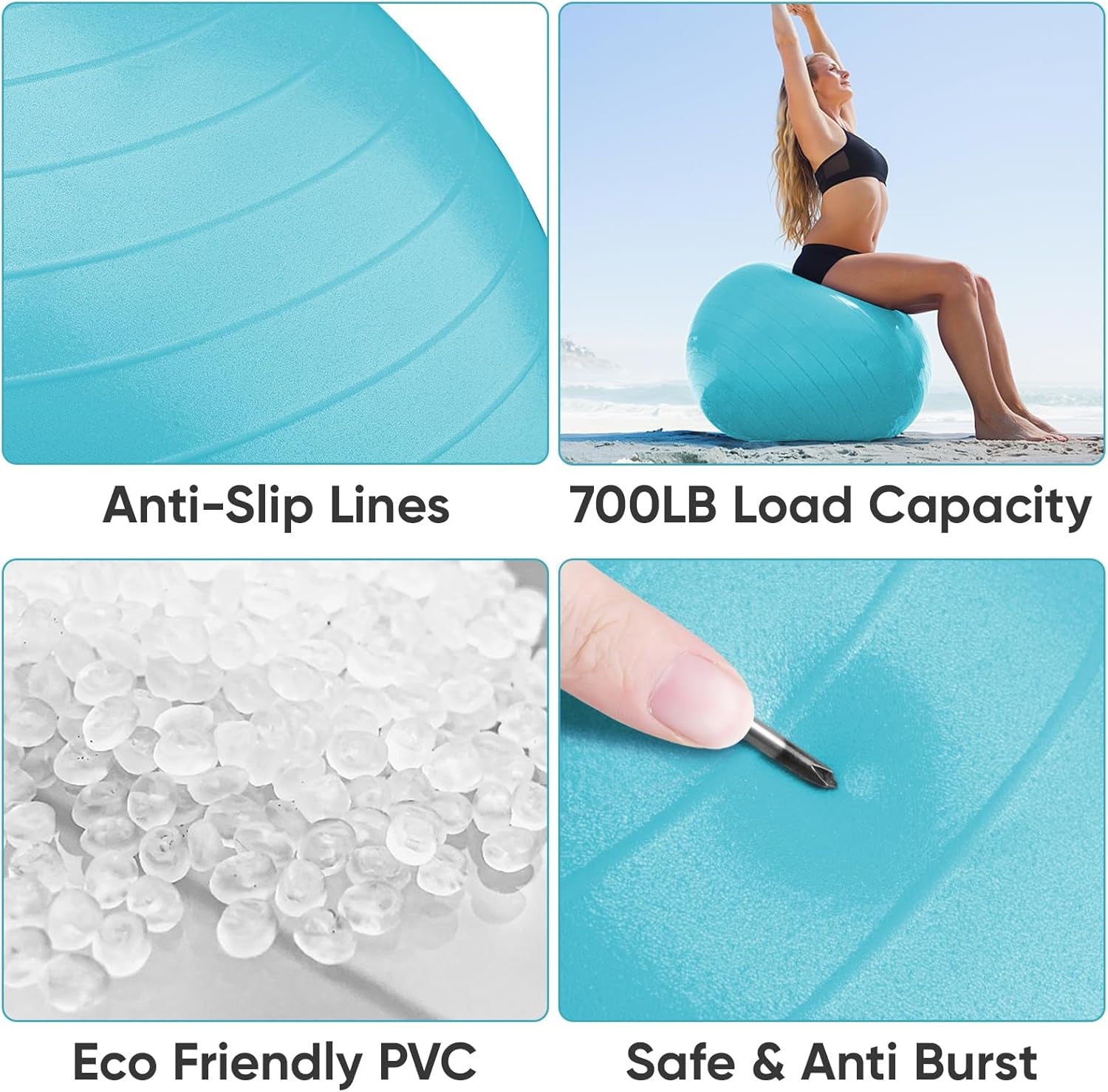 Yoga Ball Exercise Ball, anti Slip Stability Ball Chair, Heavy Duty Large Gym Ball for Fitness, Balance, Core Workout and Physical Therapy